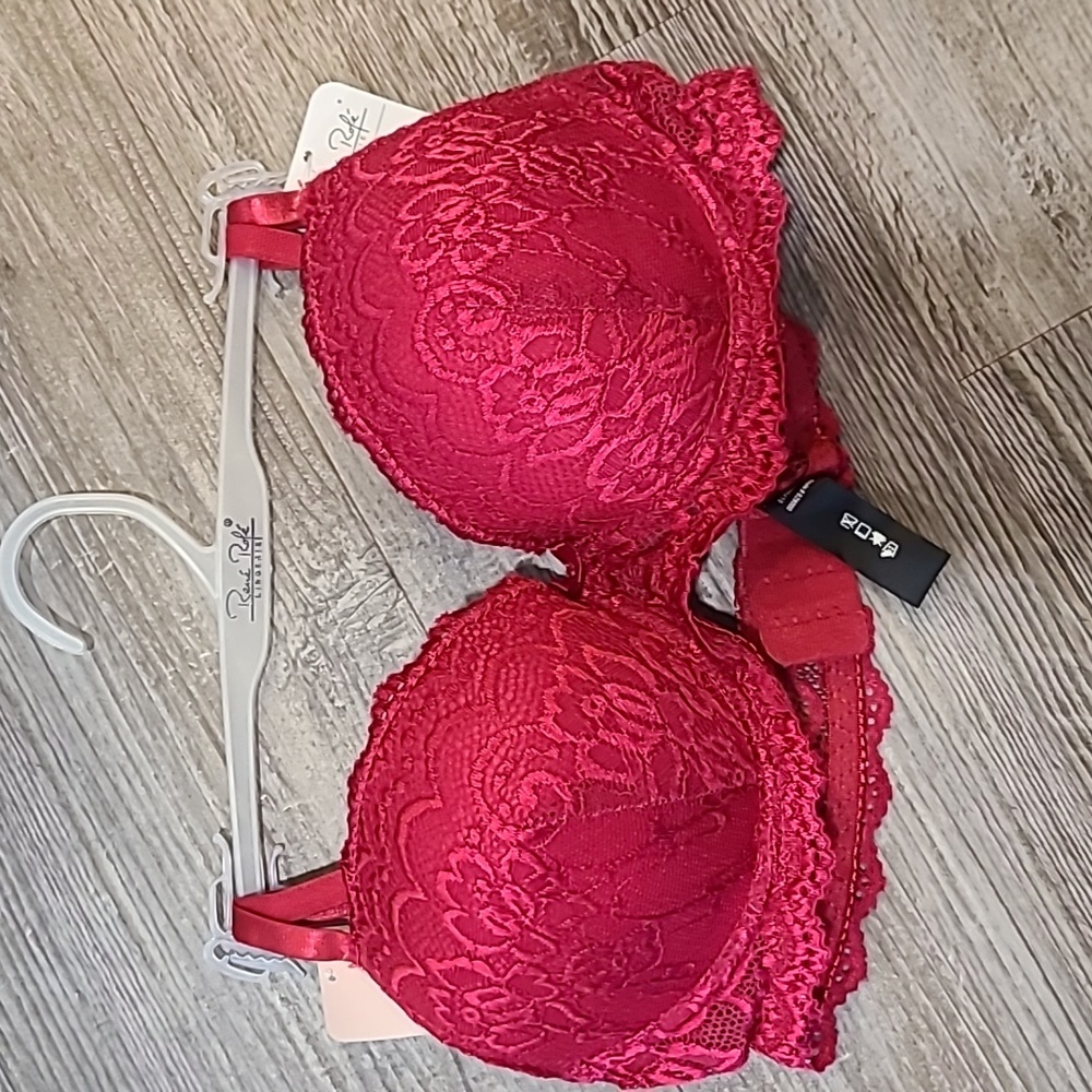 Set OF 3 Rene Rofe Lace Bras Red, Green, & Blue - Picture 2 of 12